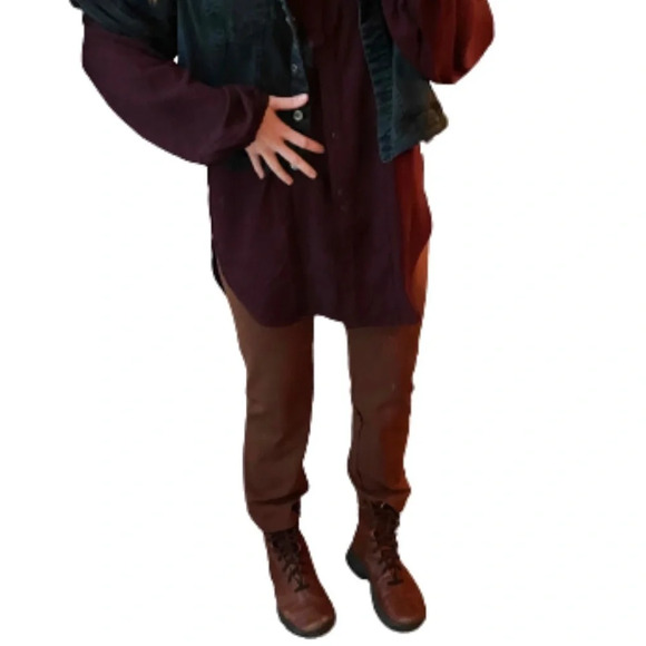 Vtg High waisted vintage 70s maroon polyester flared pants - Picture 8 of 8